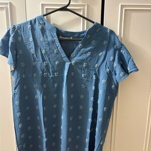 Blue Floral Short Sleeve Top